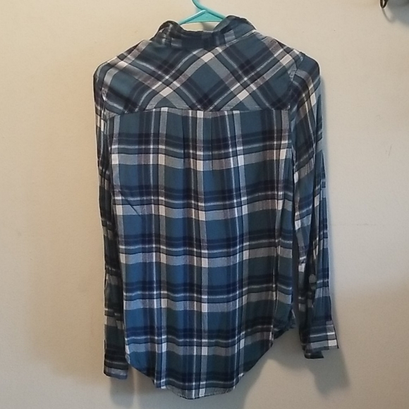 Arizona Jeans Boyfriend Fit Blue Flannel - Picture 2 of 5